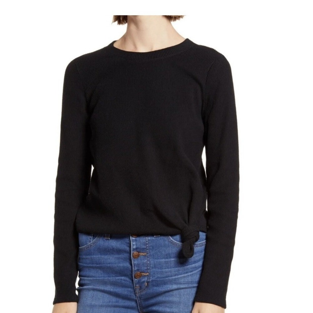Madewell Texture & Thread Women's Blouse 100% Cotton Size XL Tie Front‎